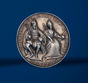 Médaille commémorant les festivités du couronnement de Guillaume et Marie à Amsterdam, 1869 (avers)