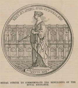 Médaille frappée pour commémorer la reconstruction de la Bourse Royale - English School