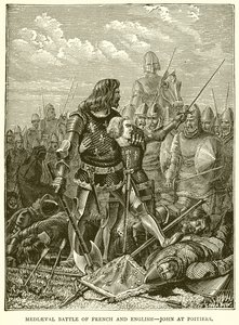 Bataille médiévale des Français et des Anglais--Jean à Poitiers