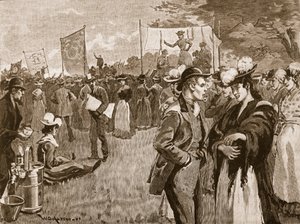 Réunion de blanchisseuses à Hyde Park, 1891, illustration de Cassells Illustrated History of England - English School