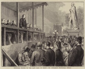 Statue commémorative du défunt comte de Derby, discours inaugural de M. Disraeli - English School