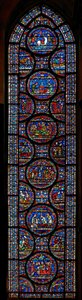 Fenêtre des Miracles représentant les histoires de John Roxborough et Henry Beche