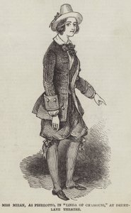 Mlle Miran, en Pierrotto, dans "Linda de Chamouni," au théâtre Drury-Lane (gravure) - English School