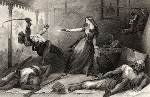 Miss Wheeler se défendant contre les Cipayes à Cawnpore en 1857, de 