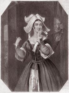 Mistress Page (Les Joyeuses Commères de Windsor) - dans - "Galerie des femmes de Shakespeare, collection de quarante-cinq portraits sérieux par les premiers artistes de Londres, enrichie de notices critiques et littéraires" vers 1838