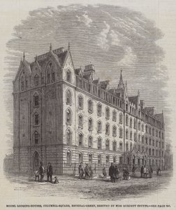 Maisons-modèles, Columbia-Square, Bethnal-Green, érigées par Miss Burdett Coutts (gravure) - English School