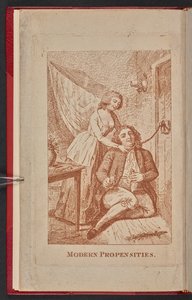 Couverture du pamphlet Modern Propensities 1791, avec Susannah Hill et Frantisek Kotzwara (gravure) - English School