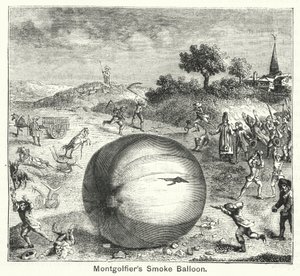 Le ballon fumigène de Montgolfier (gravure) - English School