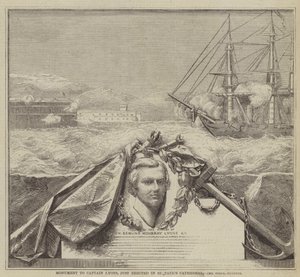 Monument au capitaine Lyons, récemment érigé dans la cathédrale Saint-Paul (gravure) - English School