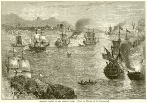 Défaite de la flotte espagnole par Morgan - English School