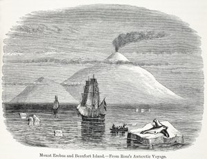 Mont Erebus et île Beaufort du voyage antarctique de Ross