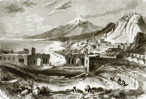 Le Mont Etna (vu de Taurominium), en Sicile - English School