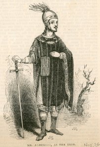 M. Anderson dans le rôle-titre de la pièce King Arthur, Théâtre de Drury Lane, Londres - English School