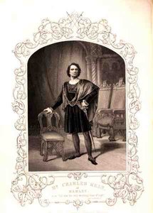 M. Charles Kean en Hamlet, Acte III Scène 2, dans la pièce de William Shakespeare