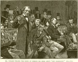 M. Disraeli racontant à la Chambre des communes son histoire sur le champagne sec