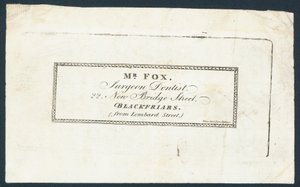M. Fox, chirurgien-dentiste, carte de visite - English School