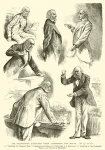 Les attitudes de M. Gladstone lorsqu