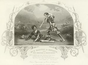 M. H Marston comme Hotspur et M. F Robinson comme Prince Henry, Le Roi Henri IV, Partie I