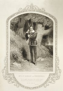 M. J.P. Harley en Touchstone, Acte V Scène 1, dans Comme il vous plaira de William Shakespeare (1564-1616) gravé par George Hollis (1792-1842) d