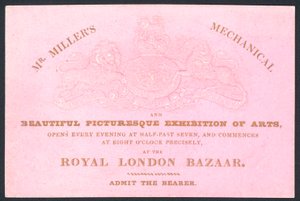 Exposition mécanique et pittoresque de M. Miller, carte de visite - English School