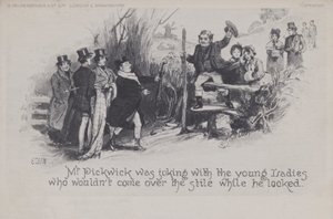 M. Pickwick plaisantant avec les jeunes filles