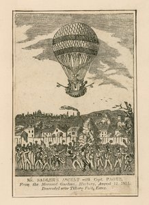 Ascension de M. Sadler avec le capitaine Paget depuis les Mermaid Gardens, Hackney - English School