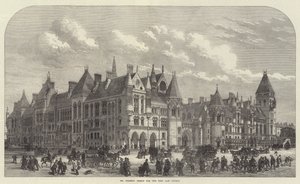 Le design de M. Street pour les nouveaux tribunaux (gravure) - English School