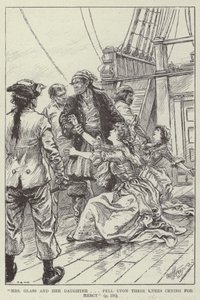 "Mme Glass et sa fille se sont agenouillées en demandant grâce" (gravure) - English School