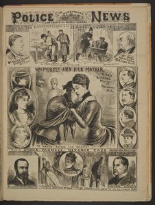 Mrs Piercey et sa mère. Une rencontre très affectueuse à la prison de Holloway. Je suis innocente, mère. Je suis innocent", Illustrated Police News, 22 novembre 1890 (papier journal)
