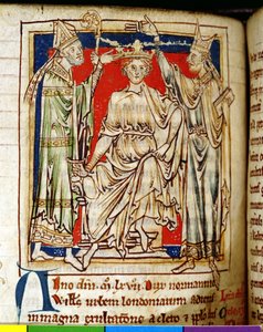 Ms 6712 (A.6.89) fol.123v Guillaume Ier (1028-87) le Conquérant, miniature de Flores Historiarum, par Matthew Paris, 1250-52 - English School