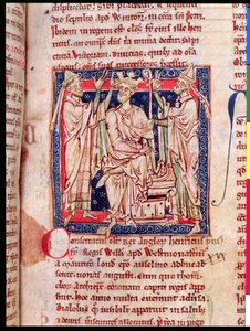 Ms 6712 (A.6.89) fol.129r Henri Ier (1068-1135), miniature de Flores Historiarum, par Matthew Paris, 1250-52 - English School