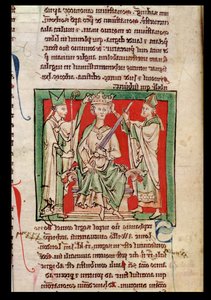 Ms 6712 (A.6.89) fol.133r Roi Étienne (vers 1097-1154) miniature de Flores Historiarum, par Matthew Paris, 1250-52 - English School