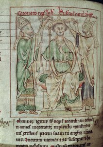 Ms 6712 (A.6.89) fol.144v Roi Jean (1167-1216), miniature de Flores Historiarum, par Matthew Paris, 1250-52