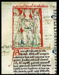 Ms 6712 (A.6.89) fol.247v Édouard Ier (1239-1307), miniature de Flores Historiarum, par Matthew Paris, 1250-52