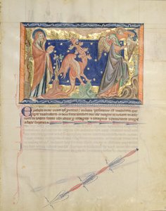 Ms L.A. 139-Lisboa fol.31 Saint Jean regardant un ange aider la femme à échapper au dragon rouge, de l