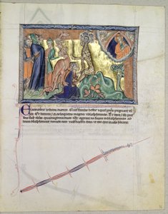 Ms L.A. 139-Lisboa fol.36 Le Seigneur regardant les gens adorer la bête de la mer en présence du dragon rouge, de l