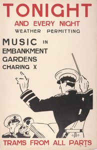 Musique à Embankment Gardens, Charing Cross, Trams From All Parts - English School