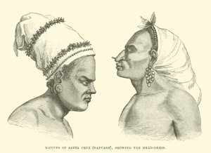 Autochtones de Santa Cruz, Papous, montrant la coiffure - English School