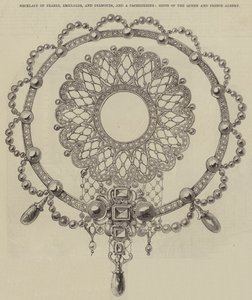 Collier de perles, émeraudes et diamants, et un cache-peigne, cadeaux de la reine et du prince Albert - English School