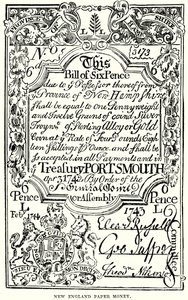 Monnaie de papier de la Nouvelle-Angleterre (gravure) - English School