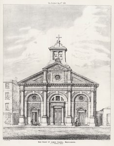Nouvelle façade, chapelle St James, Marylebone (gravure) - English School