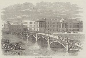 Le nouveau pont en fer à Saint-Pétersbourg (gravure) - English School