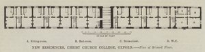 Nouvelles Résidences, Christ Church College, Oxford, Plan du Rez-de-Chaussée (gravure)