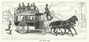 Nouvelle voiture de route à Londres (gravure) - English School