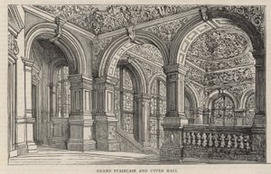 Nouveau bâtiment du Constitutional Club à Northumberland Avenue : Grand escalier et hall supérieur