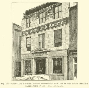 Bureau de News and Courier, Charleston, endommagé lors du tremblement de terre de Caroline du Sud en 1886