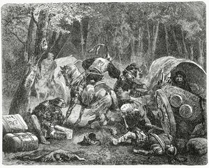 Nobles pillant des marchands itinérants, 1882 - English School