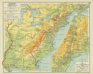 Amérique du Nord 1689-1783 (lithographie couleur) - English School