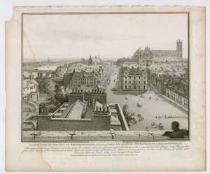 Vue du nord de la ville de Westminster depuis le toit de la Banqueting House, Whitehall - English School