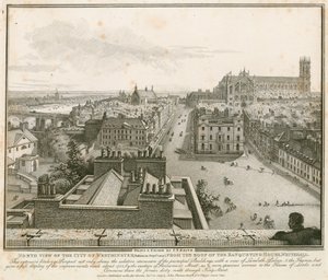 Vue nord de Westminster depuis le toit du Banqueting House, Whitehall - English School